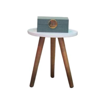 Imagem de Mesa De Canto Redonda Palito Lateral Sofa(Branco)
