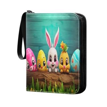 Imagem de Wassud Fichário de 4 bolsos, coelho e quatro ovos, comporta 400 cartões padrão, álbum TCG CCG MTG à prova d'água, presentes para colecionadores, meninos e meninas