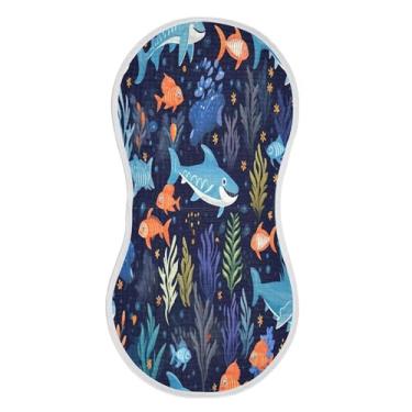 Imagem de xigua Conjunto de 2 panos de musselina para arrotos de animais marinhos, super macios e absorventes, roupas de arroto de algodão, presente de chá para recém-nascidos, bebês meninas e meninos