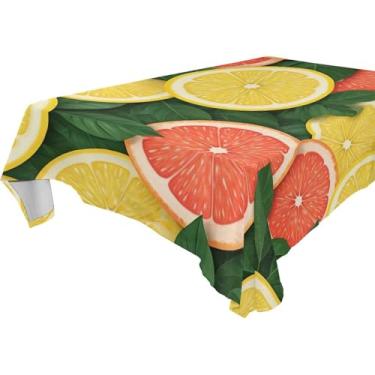 Imagem de Burbuja Toalha de mesa com fatias de limão, toalha de mesa retangular, anti-rugas, grossa para decoração de jantar, cozinha, festa, 152 x 274 cm