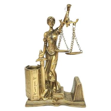 Imagem de Deusa Da Justiça Thêmis porta caneta e cartão resina Luxo - FiNEGOOD, 