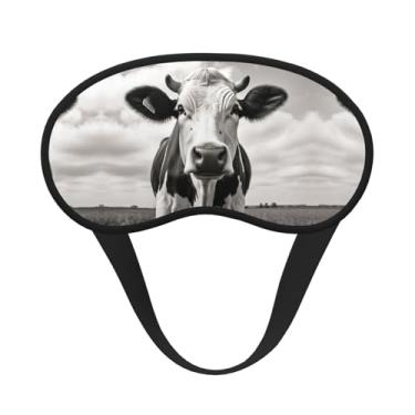 Imagem de Máscara de dormir blackout com estampa de vaca em preto e branco, máscara para os olhos, leve, macia, para dormir, meditação, viagem, ioga