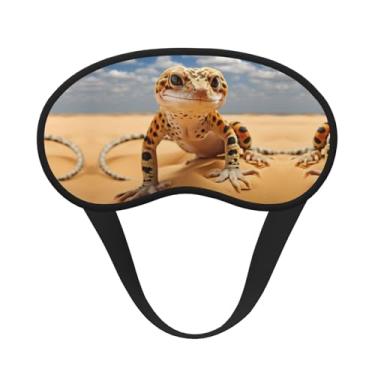 Imagem de Máscara de dormir blackout com estampa de lagartixa de leopardo de areia, máscara para os olhos, macia, leve, para dormir, meditação, viagem, ioga