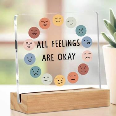 Imagem de Placa acrílica de afirmações positivas inspiradoras, terapia motivacional decoração de escritório placa decorativa de mesa transparente com suporte, canto calmo sala de estar, prateleira de casa