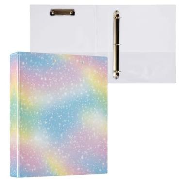 Imagem de STAYTOP Lindo organizador de fichário redondo de cores arco-íris, fichário de 3 anéis com prancheta (carta A4), fichário fofo para material de escritório escolar