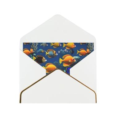 Imagem de SKKNT The Underwater World Cartões de felicitações com estampa de peixes tropicais para todas as ocasiões, convites de festa de aniversário de casamento, 12,7 x 15,2 cm