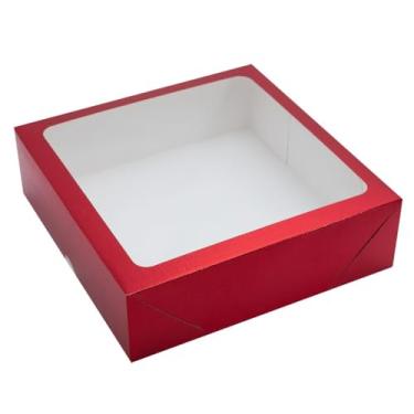 Imagem de Caixa de Papel Com Visor Embalagem Presente 20x20x6 Com 10un Vermelha