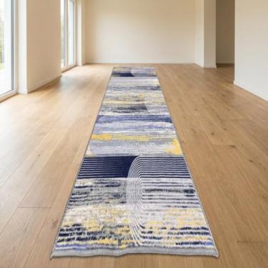 Imagem de Muddy Mat Horizon Tapetes laváveis de 0,9 m x 2,1 m para sala de estar, quarto e sala de jantar – Tapete moderno macio e antiderrapante – Tapetes dobráveis à prova d'água para animais de estimação