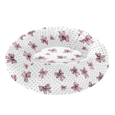 Imagem de SEHANY Cama fofa para cachorro rosquinha com laço rosa removível e lavável, pequena cama redonda para gatos, cama fofa super macia para animais de estimação com fundo antiderrapante para cães pequenos