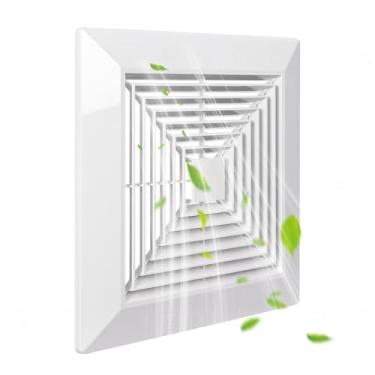 Imagem de PTLEVYN Capa de exaustor de banheiro de plástico branco com grade de mola Capa de ventilação de teto quadrada Substitua a tampa do exaustor de teto Acessórios do ventilador de exaustão de teto Design