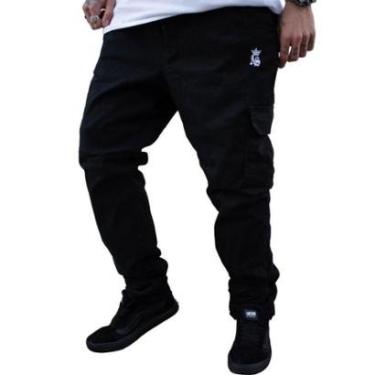 Imagem de Calça Tradicional Reta Masculina PRETA UNSTOPPLABLE CARGO MODELO 2-Masculino