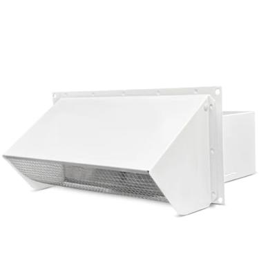 Imagem de Tampa de ventilação de parede com capuz de 30 cm, tampa de ventilação de exaustão de aço galvanizado com amortecedor e tela para secador, exaustor, HVAC e ventilação do ventilador de banheiro, branco
