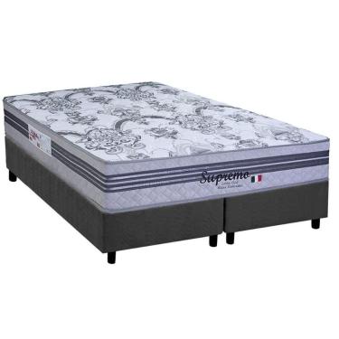 Imagem de Cama Box King: Colchão Molas Masterpocket Ensacadas Paropas Supremo Gray + Base Crc Suede Gray (193x203)