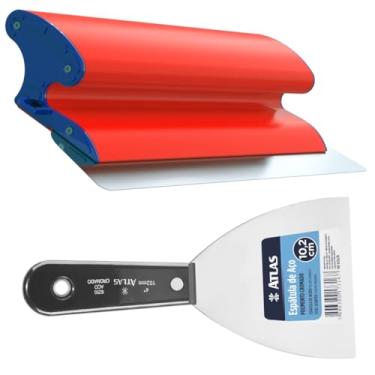 Imagem de Desempenadeira NiveloPro 80cm Lâmina em Aço Inox + Espátula de Aço 10cm