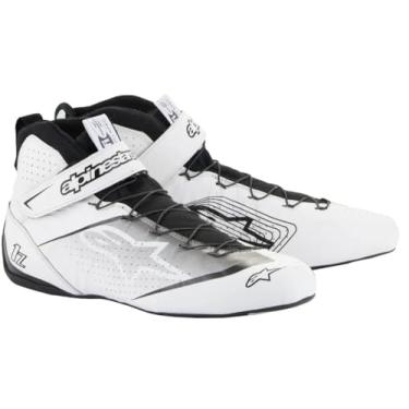 Imagem de Alpinestars Tênis de direção, Tech-1 Z V3, cano médio, aprovado pela FIA, couro externo, interior aramida, branco/preto, lateral 13, par