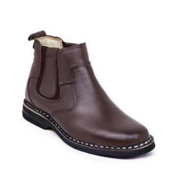 Imagem de Bota Masculina Botina Casual Anatômica Couro Confort Gel Com Vira Francesa 1506-Masculino