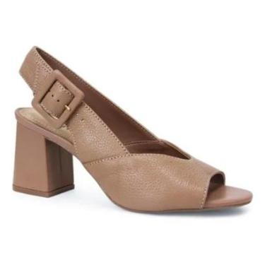 Imagem de Sandália Salto Grosso Couro Burnish 372002 Bottero - Nude-Feminino