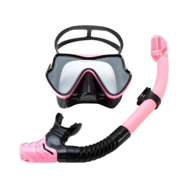 Imagem de Máscara de Mergulho com Snorkel para Adultos e Jovens - Lente de Vidro