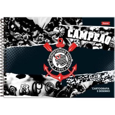 Imagem de Caderno de Desenho Universitário Corinthians 80 Folhas Capa Dura Pacot