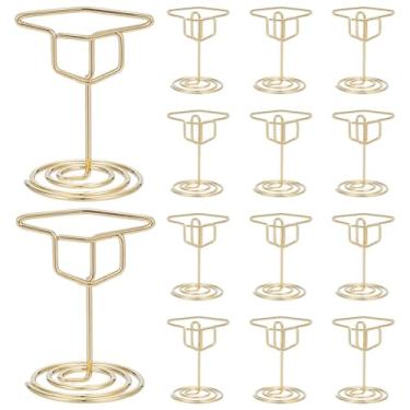 Imagem de SOFPLATE 16 peças de clipes de números de mesa dourados suporte de cartão de mesa chapéu de doutorado estético metal lugares cartões comemorativos fio ferro exibição suportes de sinal para bricolage