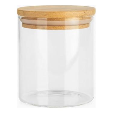Imagem de Pote Hermético de Vidro Borossilicato com Tampa em Bambu, Capacidade 650ml, Organizador de Alimentos Secos, Armazena de Forma Prática e Ideal Para sua Dispensa, Balcão e Cozinha - 1 UNIDADE