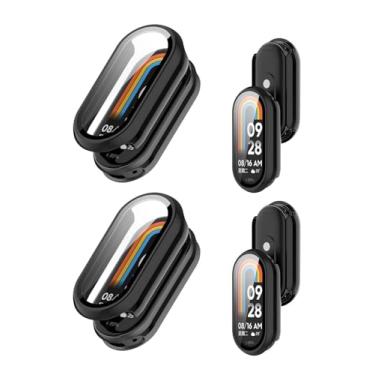 Imagem de NOUKAJU Pacote com 2 capas para Xiaomi Smart Band 10, capa protetora SmartBand, película de vidro temperado 9H integrada, PC rígido, protetor de tela para Xiaomi Band 10 4.4 cm (preto + preto)