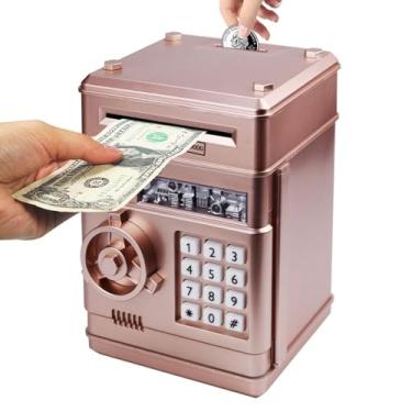 Imagem de Samate Piggy Bank Electronic Mini ATM for Kids Toy, Safe Money Saving Box Coin Banks Password Code Lock for Children, Boys Girls Ideal Gift (New Rose Gold)