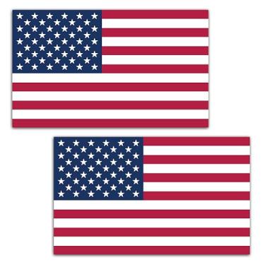 Imagem de Adesivo da bandeira americana 3x5 – Feito nos EUA – Adesivos patrióticos de vinil brilhante para caminhão, refrigerador, carro, capacete – Adesivos resistentes a UV à prova d'água - 2 peças