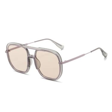 Imagem de JRLLFD Óculos de sol grandes da moda, masculinos, transparentes, femininos, amarelos, armação grande (4)