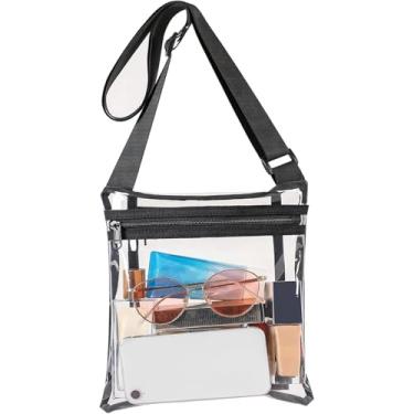 Imagem de Bolsa tiracolo feminina transparente aprovada para estádios, perfeita para shows, eventos esportivos e festivais