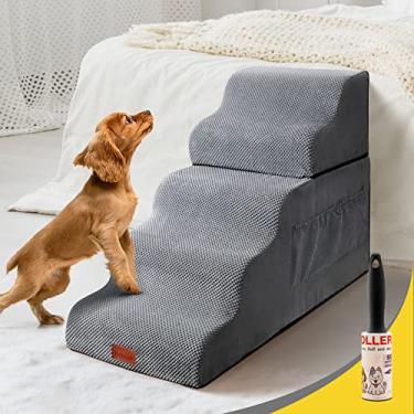 Imagem de LOOBANI Escadas Para Cães, 5 Degraus De Espuma Macia Para Cães Para Cama, Escadas Fáceis De Subir E Descer, Antiderrapantes E Resistentes Para Animais De Estimação Com Bolsos, Rampa Para Cães Pequenos