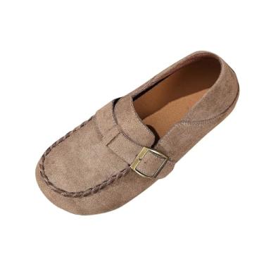 Imagem de Mocassins versáteis de sola macia para mulheres, design casual, sem cadarço, estilo primavera plus size, conforto moderno, tecido de nylon elastano, Caqui, 35