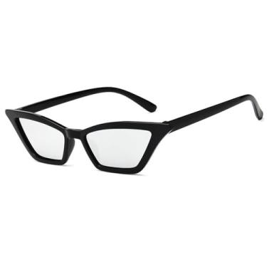 Imagem de Óculos de Sol gatinho de armação pequena, em cores gelatinosas, unissex, com proteção UV400, ideais para esportes ao ar livre como corrida e ciclismo, nas cores preto e prata.