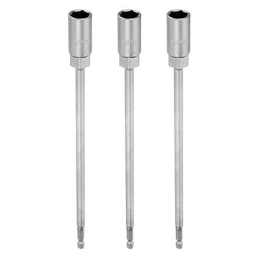 Imagem de HARFINGTON 3 peças de broca de chave de porca soquete métrico de 14 mm haste sextavada de 1/10.2 cm (250 mm) soquetes magnéticos extralongos de 6 pontos de troca rápida conjuntos de parafusos de aço