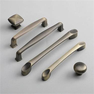 Imagem de HTNAFONI Maçaneta de porta de armário de cozinha antiga de metal retrô guarda-roupa bronze puxador de armário puxadores de móveis puxadores de armário 1 peça (7503-128 mm)