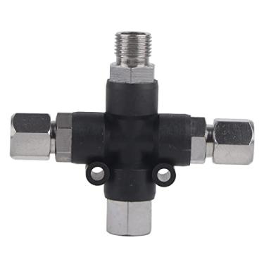 Imagem de Divisor adaptador coletor de mangueira de ar de aerógrafo de 3 vias, plástico metálico, 1/20.3 cm BSP, para mini compressor de aerógrafo, com 3 mangueira de ar 1 bomba de ar