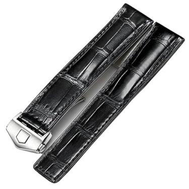 Imagem de CYSUE Pulseira de couro de crocodilo personalizada adequada para TAG Heuer Autavia CARRERA Pulseiras de couro (Cor: preto, Tamanho: 20mm)
