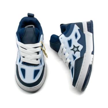 Imagem de Tênis Infantil Esportivo Star Skate, Azul Marinho e Branco, Sneaker com Estrela