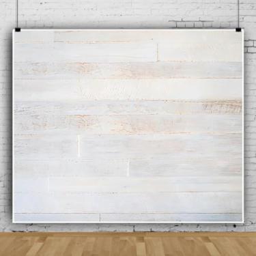 Imagem de Pano de fundo de madeira branca de 3,7 x 3 m para festas, cenário de madeira rústica, cenário de fotografia de parede, para chá de bebê, aniversário, casamento, retrato, sessão de fotos, estúdio