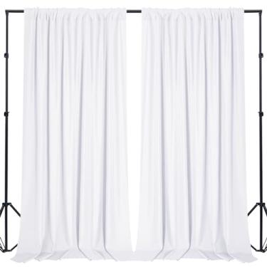 Imagem de Sugargirl Cortinas de pano de fundo branco sem vincos de poliéster com bolsos de haste para festa, aniversário, fotografia de casamento, decoração de casa (1,5 x 2,8 m, 2 painéis)