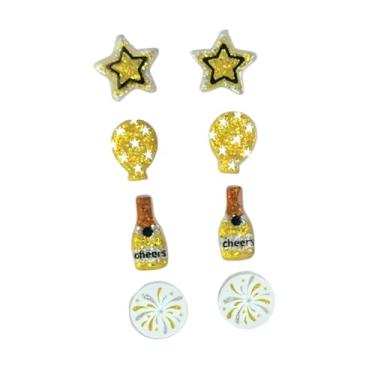 Imagem de Happy New Year Hanukkah Christmas Conjunto de brincos para mulheres, árvore de Natal brilhante, pão de gengibre, estrela de Davi, brincos de acrílico, acessórios de joias para festas de fim de ano