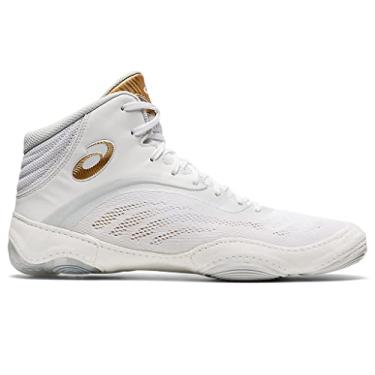 Imagem de ASICS Tênis masculino Split Elite Wrestling, Branco/Ouro puro, 45