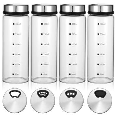 Imagem de Hpmjz 4 pç pimenteiros grandes com orifícios de saída ajustáveis, resistentes à umidade, coqueteleira de vidro, latas transparentes para temperos para cozinha, restaurante, churrasco, acampamento (300