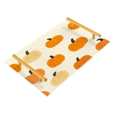 Imagem de xigua Bandeja de banheiro de abóboras de outono com alças bandeja de servir antiderrapante para mesa de centro, organizador de bancada de cabeceira bandeja de decoração de acrílico para decoração de