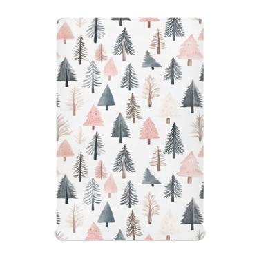 Imagem de SEHANY Lençóis de berço de árvore de Natal para meninos e meninas, de microfibra macia, respirável, 71 x 132 cm, lençol com elástico para berço padrão e colchão infantil