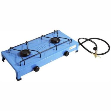 Imagem de Fogão 2 Bocas Portátil de Mesa Bancada Alta Pressão Azul - ROA - Linha