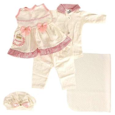 Imagem de Roupinha Boneca Baby Reborn 5PÇS Touca+Manta Lindo Rosa Poa - Cegonha 