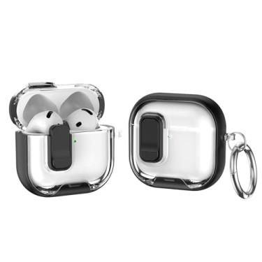 Imagem de iDOMi Capa para AirPods 4 com chaveiro, compatível com AirPods 4ª geração (2024) com suporte de telefone, compatível com tampa magnética de proteção contra quedas Magsafe, preta