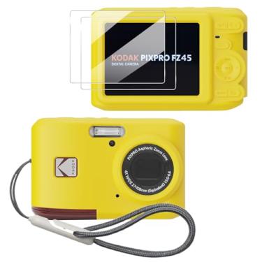 Imagem de Tedubax Capa para acessórios Kodak PIXPRO FZ45, FZ45, capa protetora de silicone macio, vem com 2 protetores de tela e 1 alça de pulso - amarela