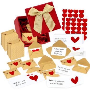 Imagem de Rtisaeu 60 mini notas de amor em branco e envelopes para ele, ela, esposa, marido, mini envelopes com cartões em branco, pequeno cartão de dia dos namorados, presente fofo de aniversário, casal para
